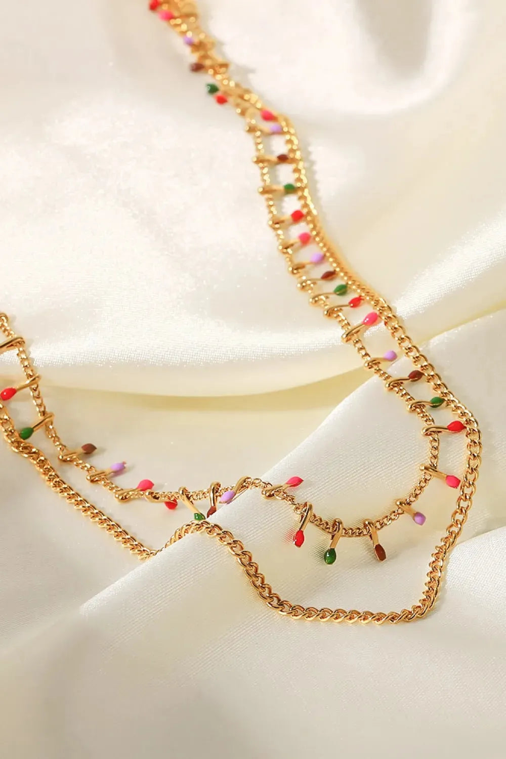18K Gold-Plated Double-Layered Stainless Steel Necklace Necklaces - Tophatter Daily Deals