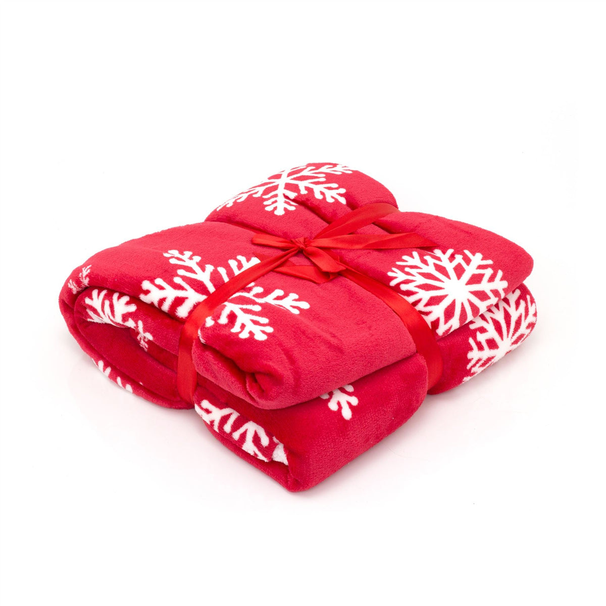 Traditional Red Snowflake Plaid Christmas Blanket | Super Soft Luxury Sherpa Fleece Throw Blanket | Snug Throw Sofa Bed Plush Blanket 150 X 130cm Blanket / Throw - Tophatter Daily Deals
