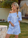 Plaid Round Neck Top and Shorts Lounge Set Loungewear Sets - Tophatter Daily Deals