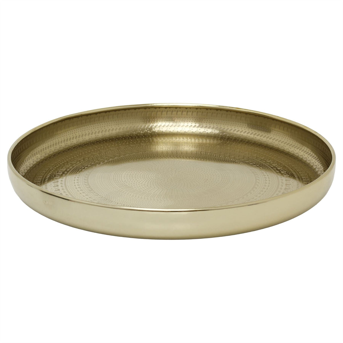 Gold Decorative Tray, 33 cm Round Coffee Table Tray with Mandala Design Tray - Tophatter Daily Deals