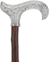 Rare Irish Blackthorn Collector's Cane | Customizable Handle Options Chrome Brass Derby Irish Blackthorn Canes - Tophatter Daily Deals