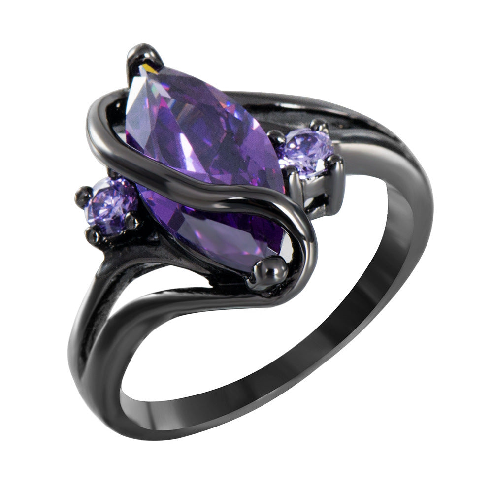 Black Gold S Shaped Zircon High End Diamond Ring For Men Purple 0 - Tophatter Daily Deals