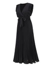 Tied Surplice Cap Sleeve Pleated Dress Casual Dresses - Tophatter Daily Deals