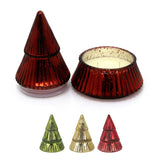 Glass Christmas Tree 2-wick Scented Candle | Christmas Candle Holder - 17cm Scented Candle - Tophatter Daily Deals