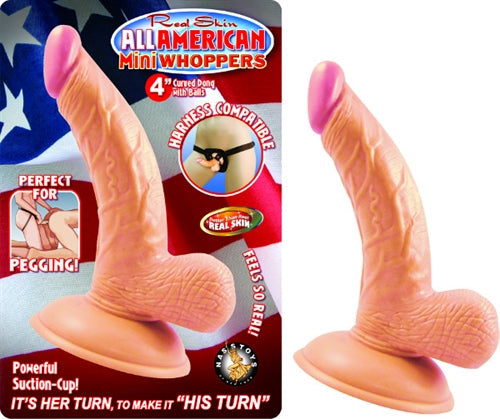 All American Mini 4 Inch Curved Dong With Balls Flesh > Dildos > Slim Dildos - Tophatter Daily Deals