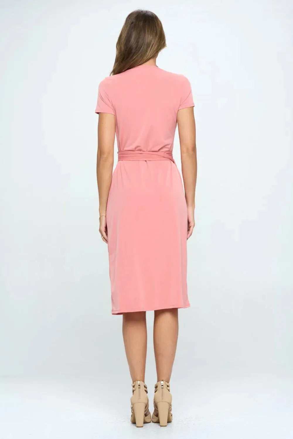 RENEE C Tie Front Surplice Short Sleeve Dress Casual Dresses - Tophatter Daily Deals