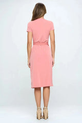 RENEE C Tie Front Surplice Short Sleeve Dress Casual Dresses - Tophatter Daily Deals
