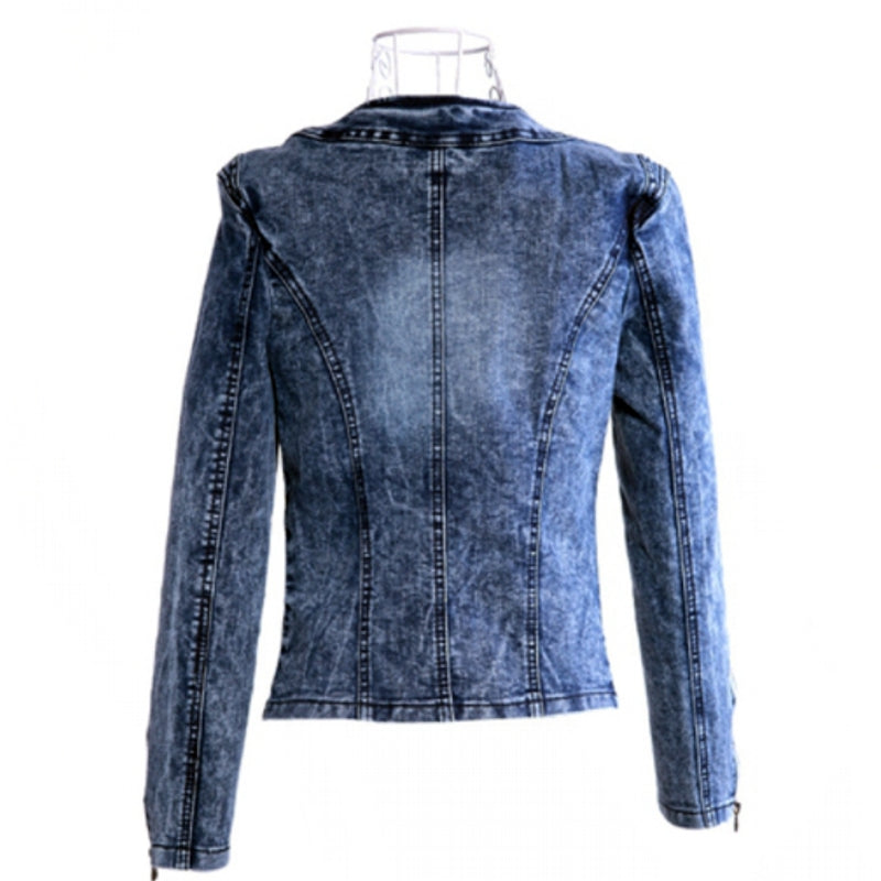 Autumn Elastic Denim Rhinestone Sequined Retro Short Jacket Denim Jacket Jacket - Tophatter Daily Deals