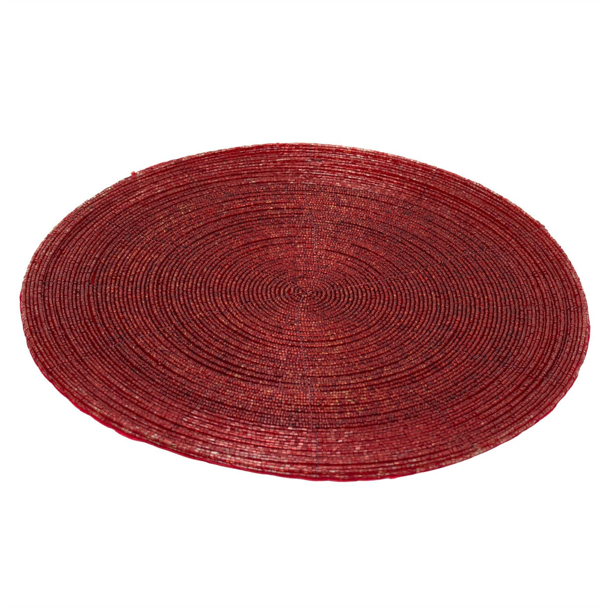 Red Beaded Glass Placemat | Round Red Kitchen Dining Table Place Mat - 30cm Placemat - Tophatter Daily Deals