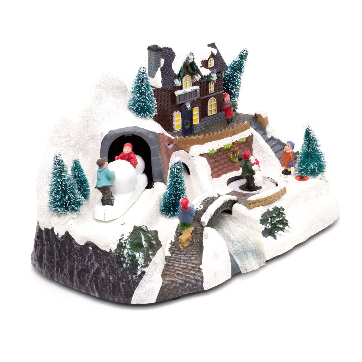 Illuminated Christmas Scene With Movement Xmas Model Village | Light Up LED Animated Christmas Village Ornament | Design Varies One Supplied Model Village - Tophatter Daily Deals