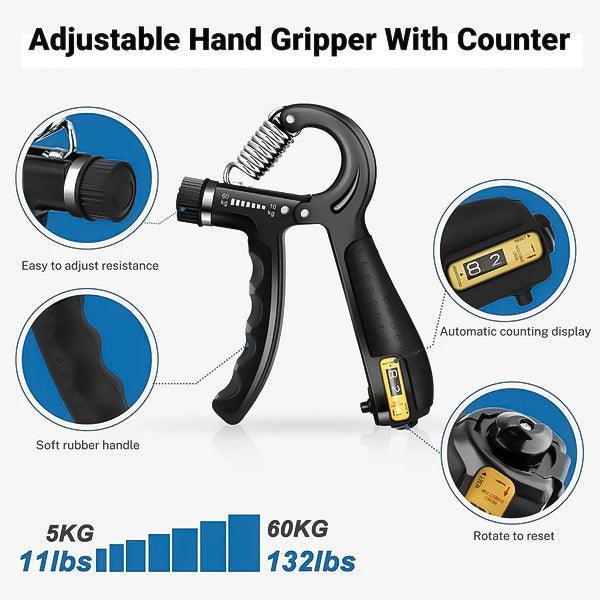GRM Hand Grip Exerciser Strengthener with Counter - Forearm Trainer Workout Kit (6 Pack), Adjustable Resistance Grip Strength Trainer Exercise & Fitness - Tophatter Daily Deals