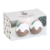 Christmas Pudding Salt & Pepper Shakers | Ceramic Christmas Salt & Pepper Pots Salt and Pepper Shakers - Tophatter Daily Deals