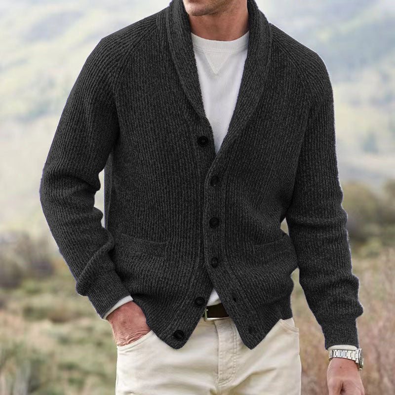 Warm Mens Shawl Cardigan - Rib Knit, Multi Button, Casual Black 3D Changing Face Moving Picture Frame - Tophatter Daily Deals