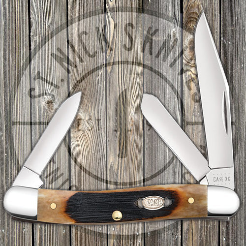 Case Medium Stockman - Dark Molasses Bone - Sawcut Jigged - 83143 Traditional Knives - Tophatter Daily Deals