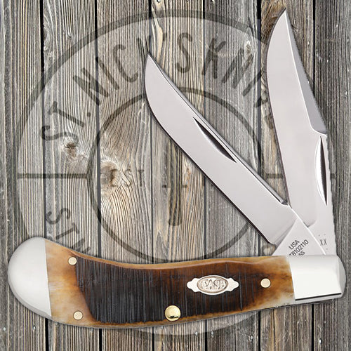Case Small Saddlehorn - Dark Molasses Bone - Sawcut Jigged - 83145 Traditional Knives - Tophatter Daily Deals