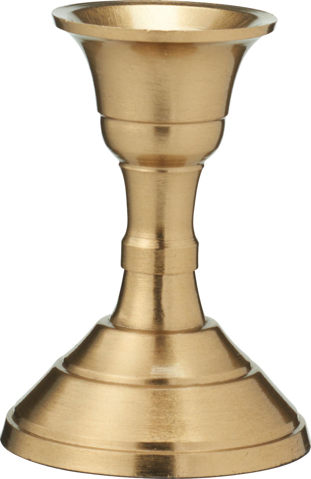 Brass Metal Candlestick | Brass Effect Short Candle Holder Stand - 8cm Candlestick - Tophatter Daily Deals