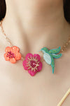 Flower & Bird Rhinestone Decor Necklace Necklaces - Tophatter Daily Deals