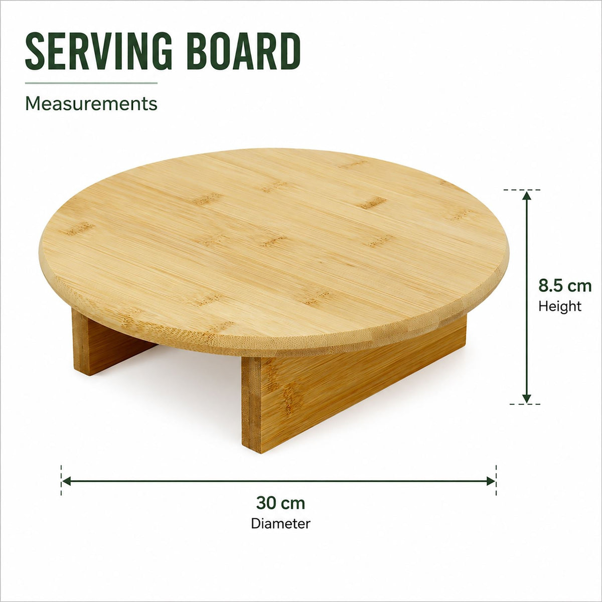 Wooden Raised Round Serving Platter 30cm, Footed Serving Board for Cake & Pastry Serving Board - Tophatter Daily Deals