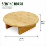 Wooden Raised Round Serving Platter 30cm, Footed Serving Board for Cake & Pastry Serving Board - Tophatter Daily Deals