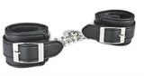 Lux Fetish Unisex Black Leatherette Cuffs with Lock, Chain, and Satin Blindfold > Bondage Gear > Restraints - Tophatter Daily Deals