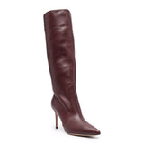 Burgundy PU Plus Size Pointed Toe Knee-length Boots 0 - Tophatter Daily Deals