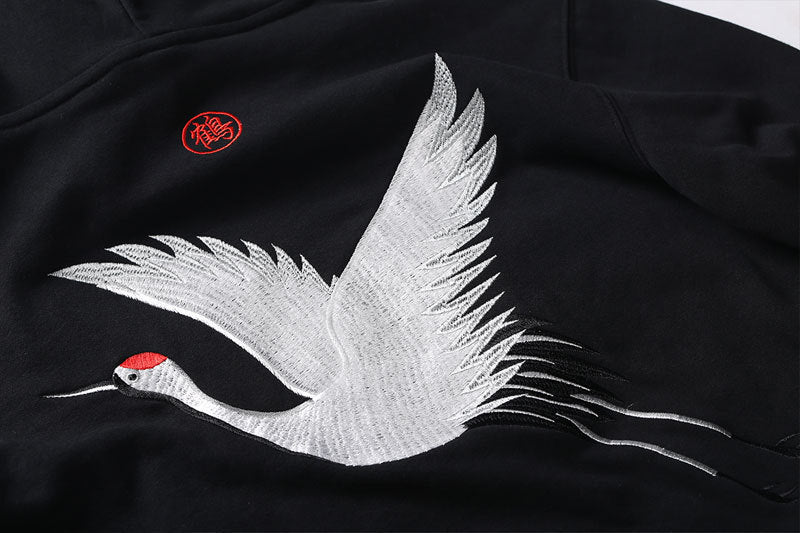 Oversized relaxed hoodie - embroidered crane, cotton blend 3D Changing Face Moving Picture Frame - Tophatter Daily Deals