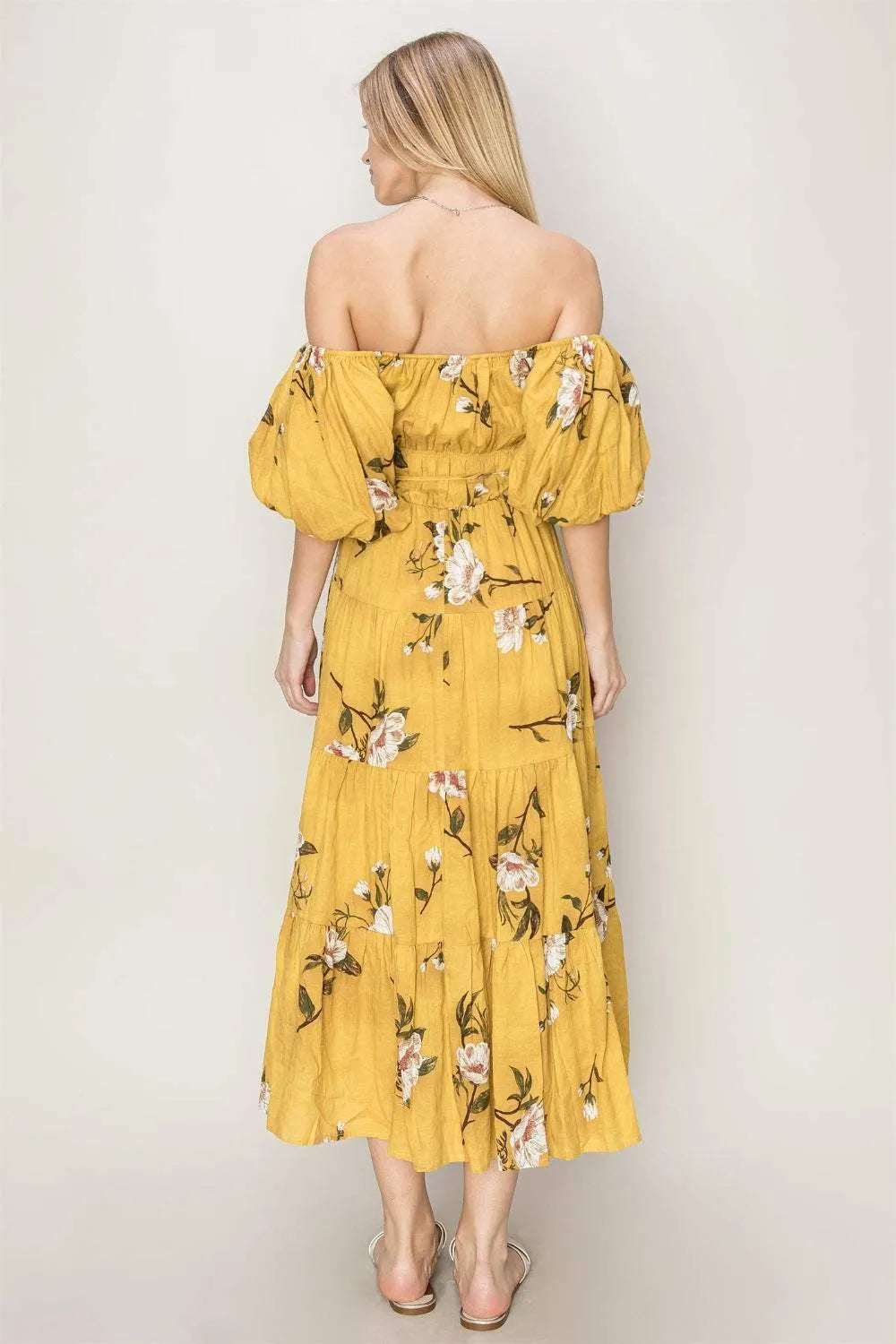 HYFVE Floral Puff Sleeve Tiered Dress Casual Dresses - Tophatter Daily Deals