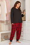 Plus Size Heart Graphic Top and Plaid Joggers Lounge Set Loungewear Sets - Tophatter Daily Deals