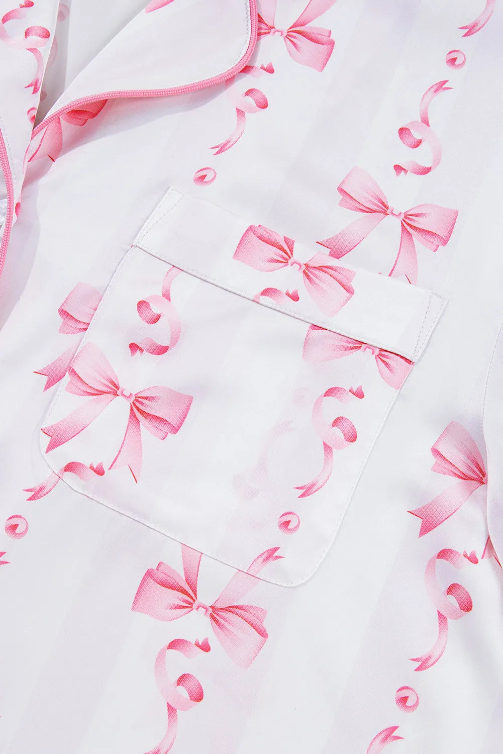 Pink Satin Bow Bell Sleeve Shirt and Ruffled Shorts Pajama Set Loungewear & Sleepwear/Sleepwear - Tophatter Daily Deals