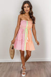 Contrast Smocked Tube Mini Dress Blush Pink Casual Dresses - Tophatter Daily Deals