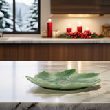Reactive Glaze Holly Foliage Christmas Plate | Festive Ceramic Side Plate 22cm Plate - Tophatter Daily Deals