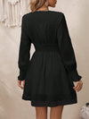 Lace Detail V-Neck Long Sleeve Dress Casual Dresses - Tophatter Daily Deals