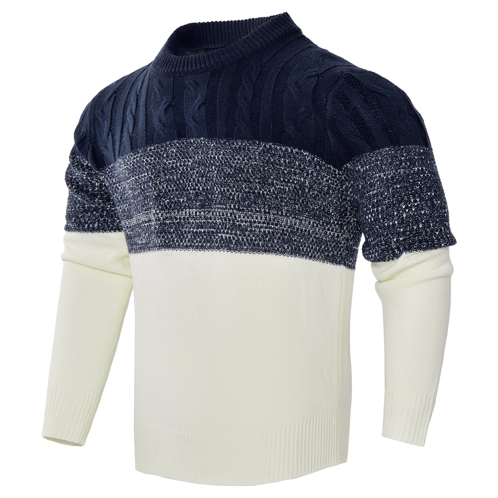 Warm Men's Pullover Sweater - Colorblock Cable Knit Fall 3D Changing Face Moving Picture Frame - Tophatter Daily Deals
