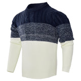 Warm Men's Pullover Sweater - Colorblock Cable Knit Fall Blue 3D Changing Face Moving Picture Frame - Tophatter Daily Deals