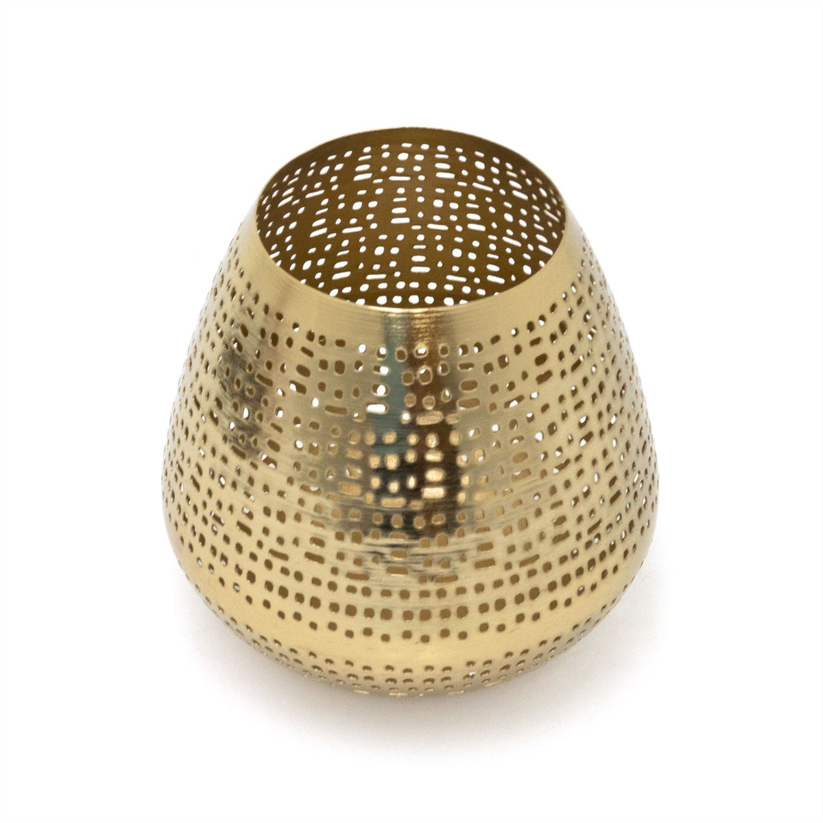 Matt Gold Tealight Candle Holder | Antique Style Metal Candle Lantern - 15cm Candle Holder - Tophatter Daily Deals