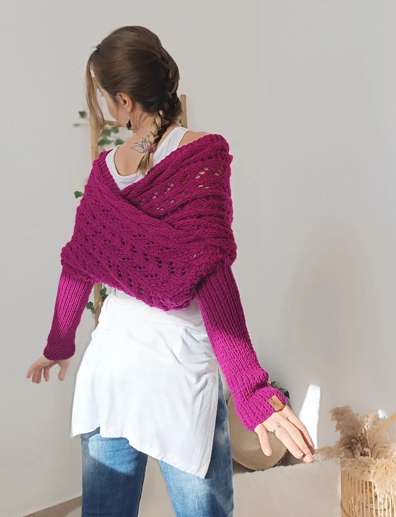 Soft Women’s Scarf - Openwork Rectangular, Knit, For Winter - Tophatter Daily Deals