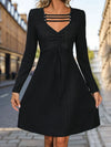 Cutout Long Sleeve Knee Length Dress Casual Dresses - Tophatter Daily Deals