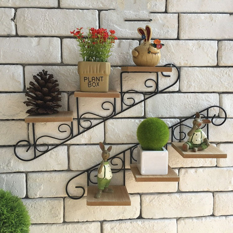 Wrought Iron Wall Shelf - Rustic Cafe Decor Hanging Display Wall Shelves & Storage - Tophatter Daily Deals