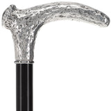 Italian Luxury 925r Silver Stag Horn Cane - Beechwood Shaf Antique Vintage Walking Canes - Tophatter Daily Deals