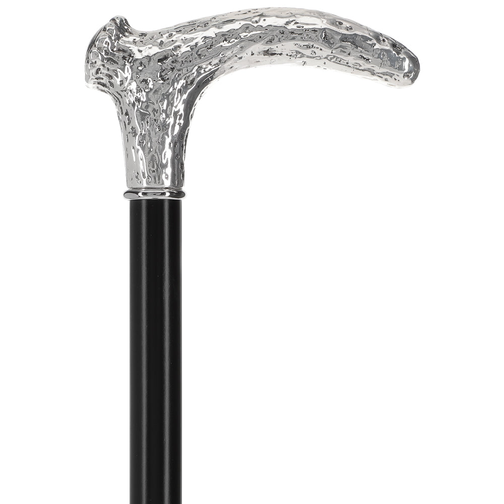 Italian Luxury 925r Silver Stag Horn Cane - Beechwood Shaf Antique Vintage Walking Canes - Tophatter Daily Deals