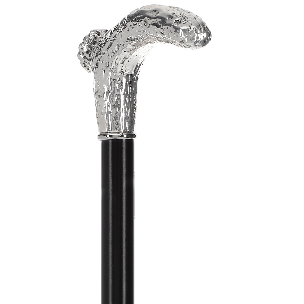 Italian Luxury 925r Silver Stag Horn Cane - Beechwood Shaf Antique Vintage Walking Canes - Tophatter Daily Deals