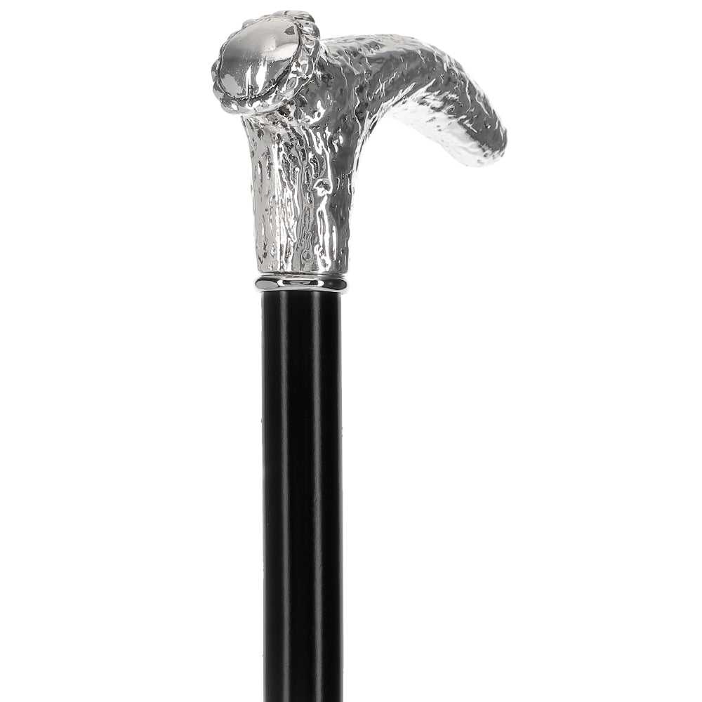 Italian Luxury 925r Silver Stag Horn Cane - Beechwood Shaf Antique Vintage Walking Canes - Tophatter Daily Deals