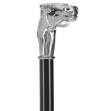 Silver 925r Horse Walking Cane with Black Beechwood Shaft and Collar Alpaca Silver Walking Sticks - Tophatter Daily Deals