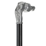 Silver 925r Horse Walking Cane with Black Beechwood Shaft and Collar Alpaca Silver Walking Sticks - Tophatter Daily Deals