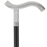 Italian Luxury: Twisted Ribbed Fritz Handle Cane, In 925r Silver Alpaca Silver Walking Sticks - Tophatter Daily Deals