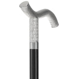Italian Luxury: Twisted Ribbed Fritz Handle Cane, In 925r Silver Alpaca Silver Walking Sticks - Tophatter Daily Deals