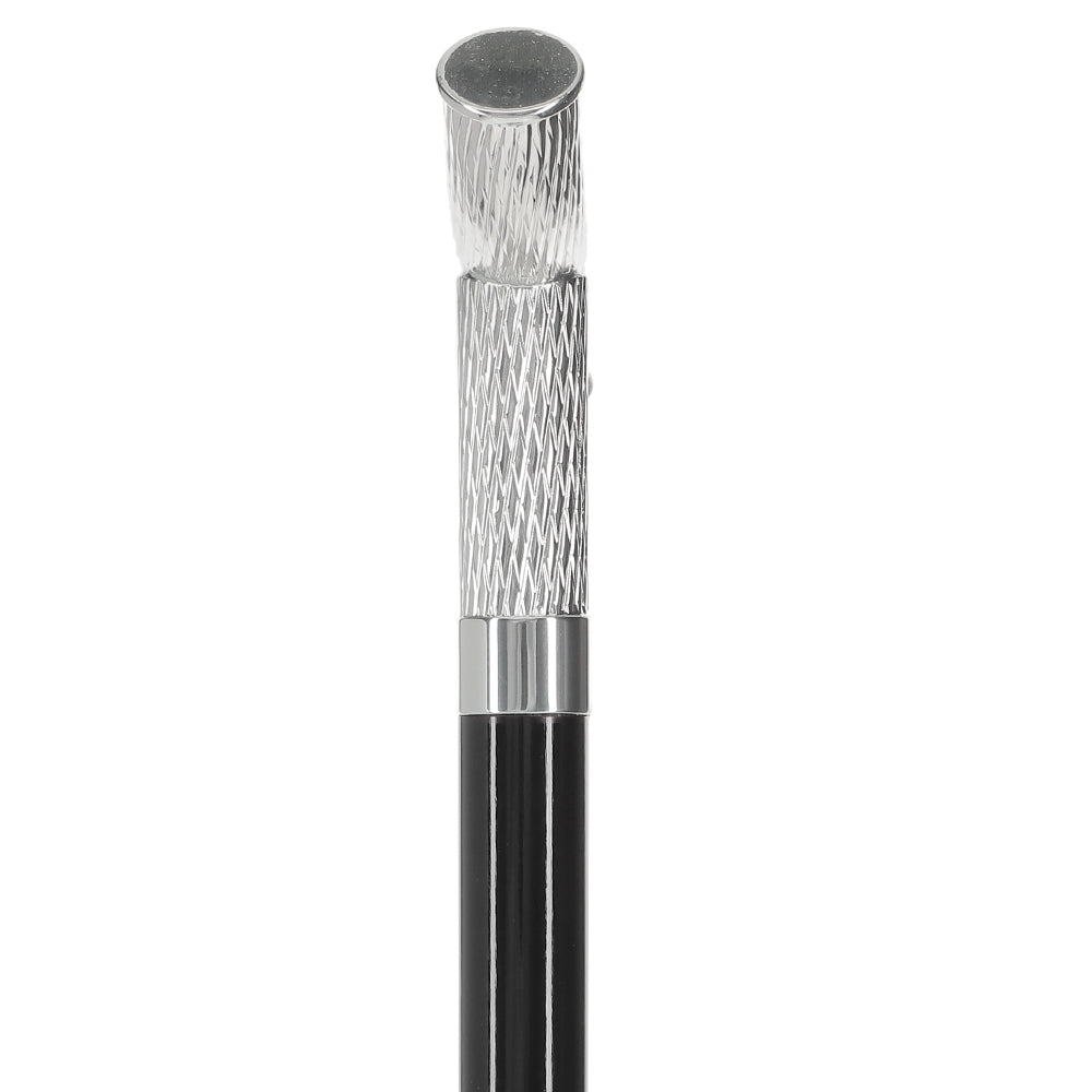 Italian Luxury: Twisted Ribbed Fritz Handle Cane, In 925r Silver Alpaca Silver Walking Sticks - Tophatter Daily Deals