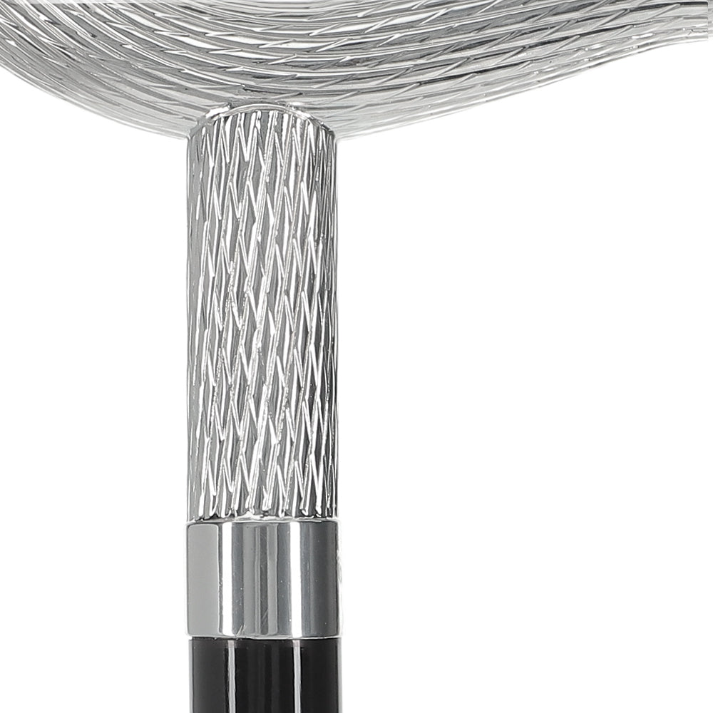 Italian Luxury: Twisted Ribbed Fritz Handle Cane, In 925r Silver Alpaca Silver Walking Sticks - Tophatter Daily Deals