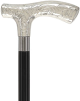 Italian Luxury Silver 925r Embossed Fritz Handle Cane Antique Vintage Walking Canes - Tophatter Daily Deals