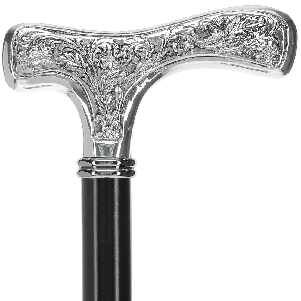 Italian Import: Silver 925r Embossed Fritz Handle Cane Alpaca Silver Walking Sticks - Tophatter Daily Deals